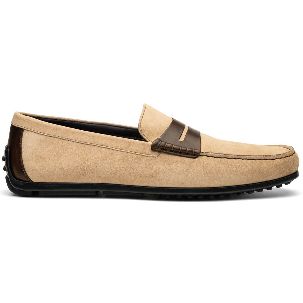36-300-BON MONZA Sueded Italian Calfskin Driver Bone / Chestnut - premium quality - Zelli Italia