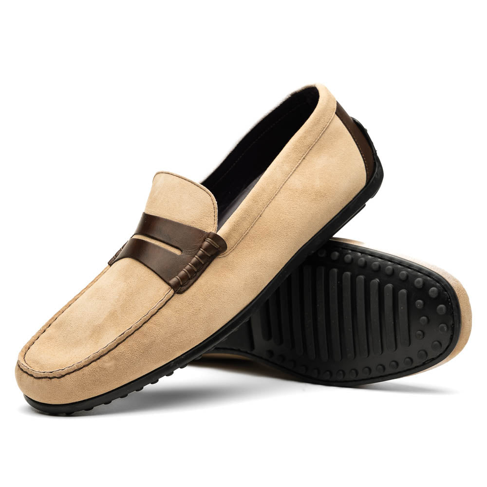 Close-up detail showing quality craftsmanship and materials - 36-300-BON MONZA Sueded Italian Calfskin Driver Bone / Chest