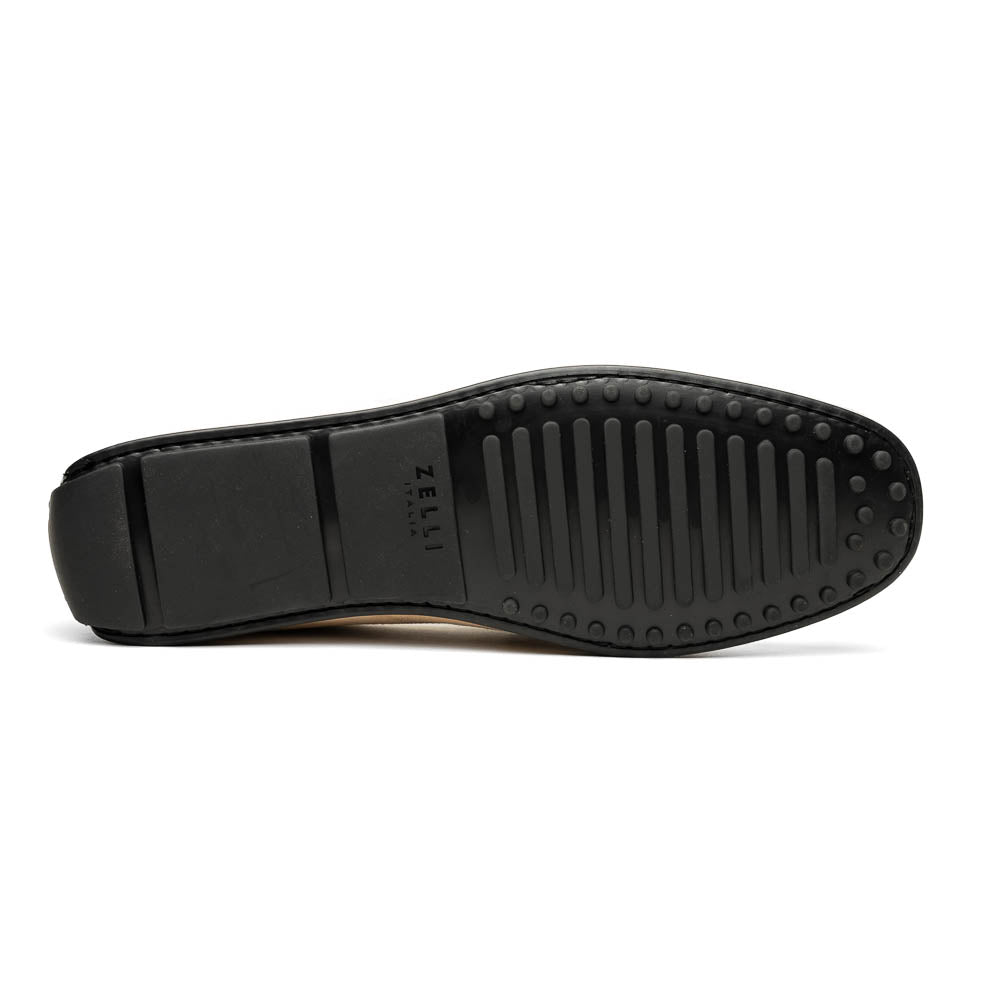 Product view 5 - 36-300-BON MONZA Sueded Italian Calfskin Driver Bone / Chestnut - Zelli Italia