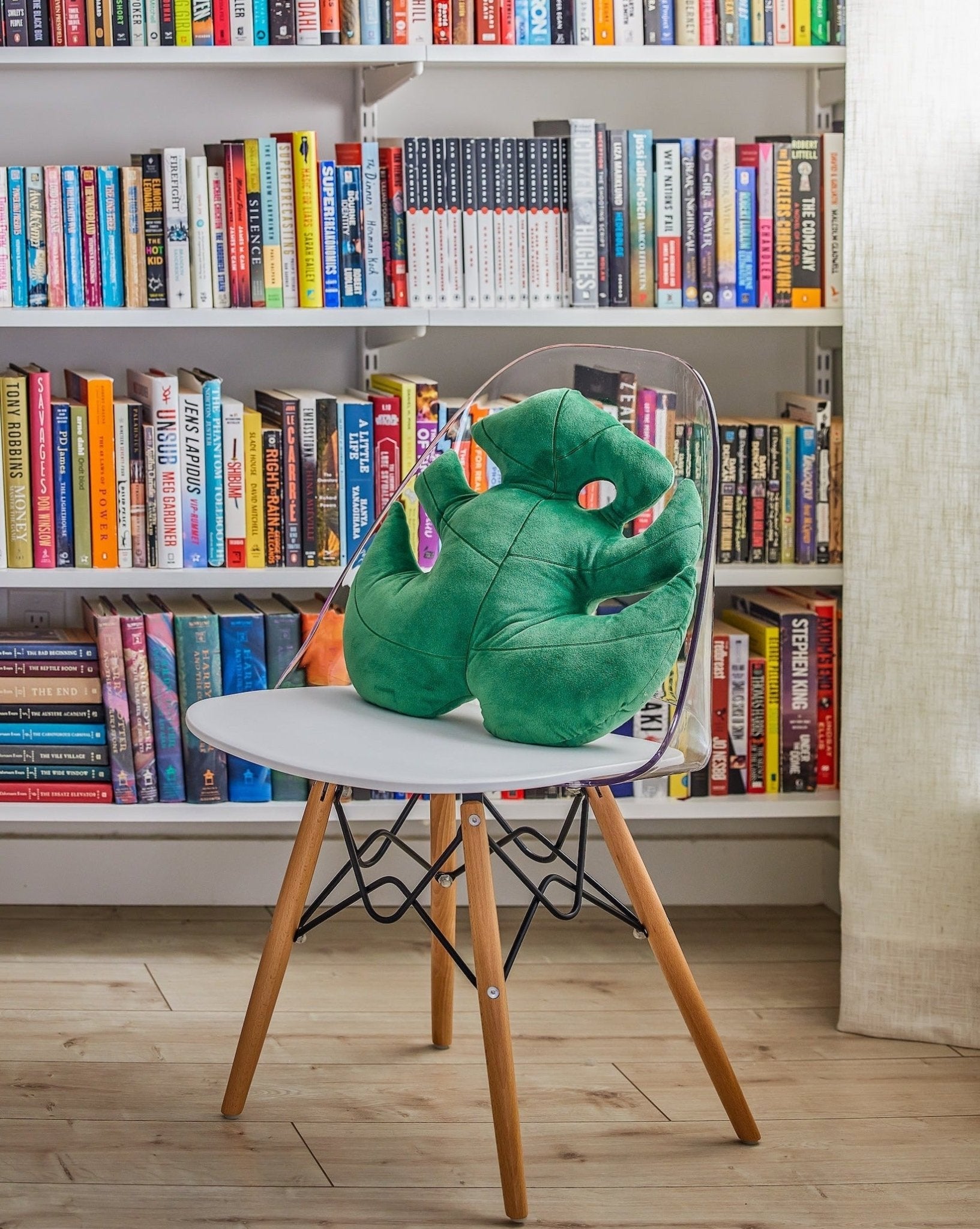 Close-up detail showing quality craftsmanship and materials - Monstera Deliciosa Leaf Pillow