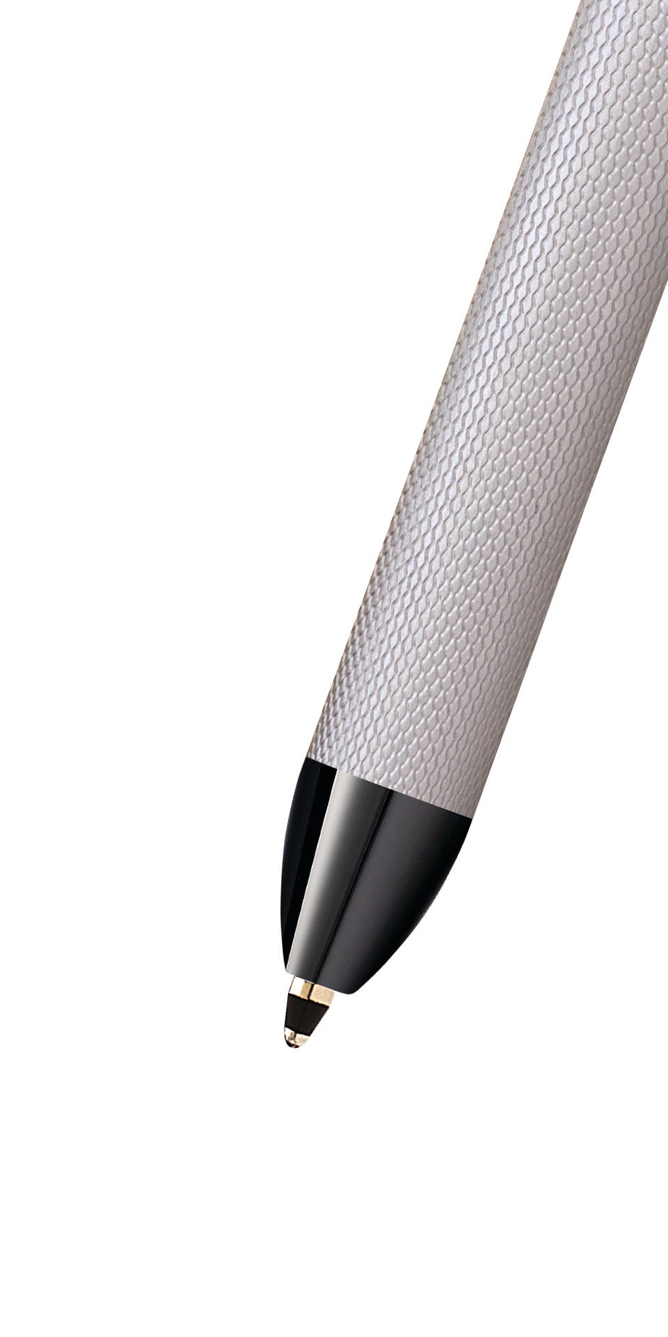Close-up detail showing quality craftsmanship and materials - A.T. Cross Tech3+ Brushed Chrome PVD Multifunction Pen - Nat