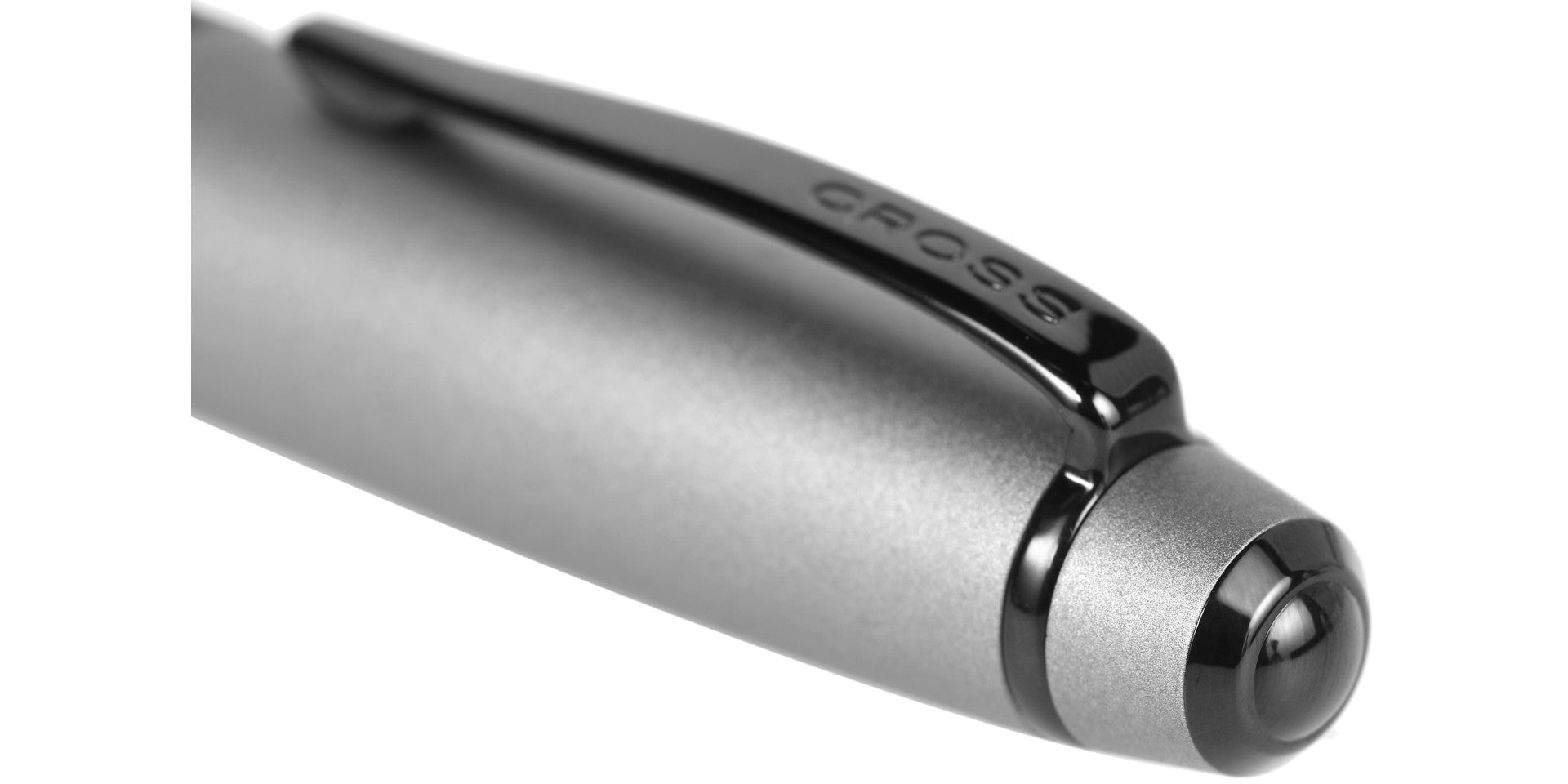 Lifestyle photo showing A.T. Cross Bailey Matte Gray Lacquer Stainless Steel Extra-Fine N in use - A.T. Cross