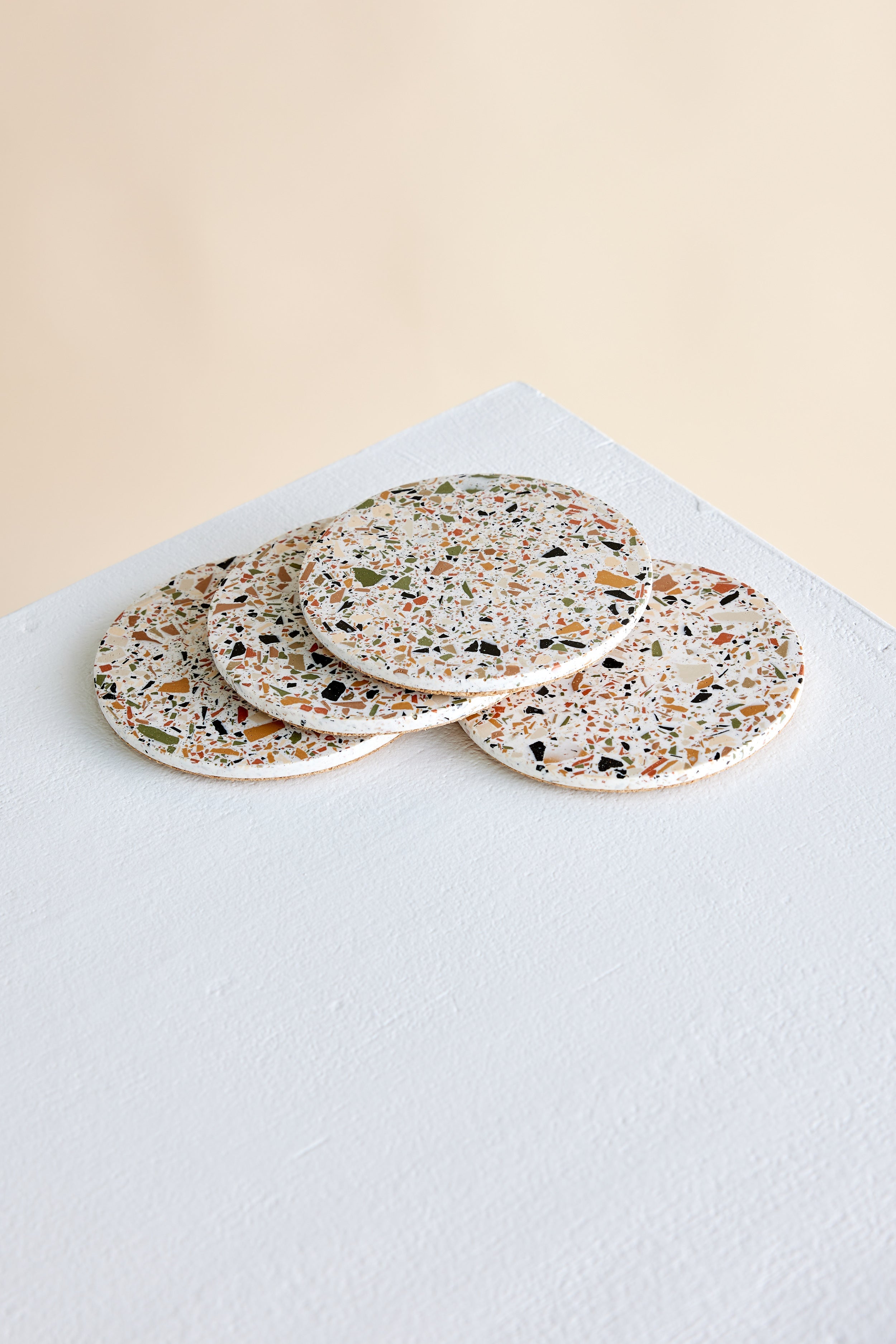 Neutral Terrazzo Coasters - Set of 4 - premium quality - Kanju Interiors