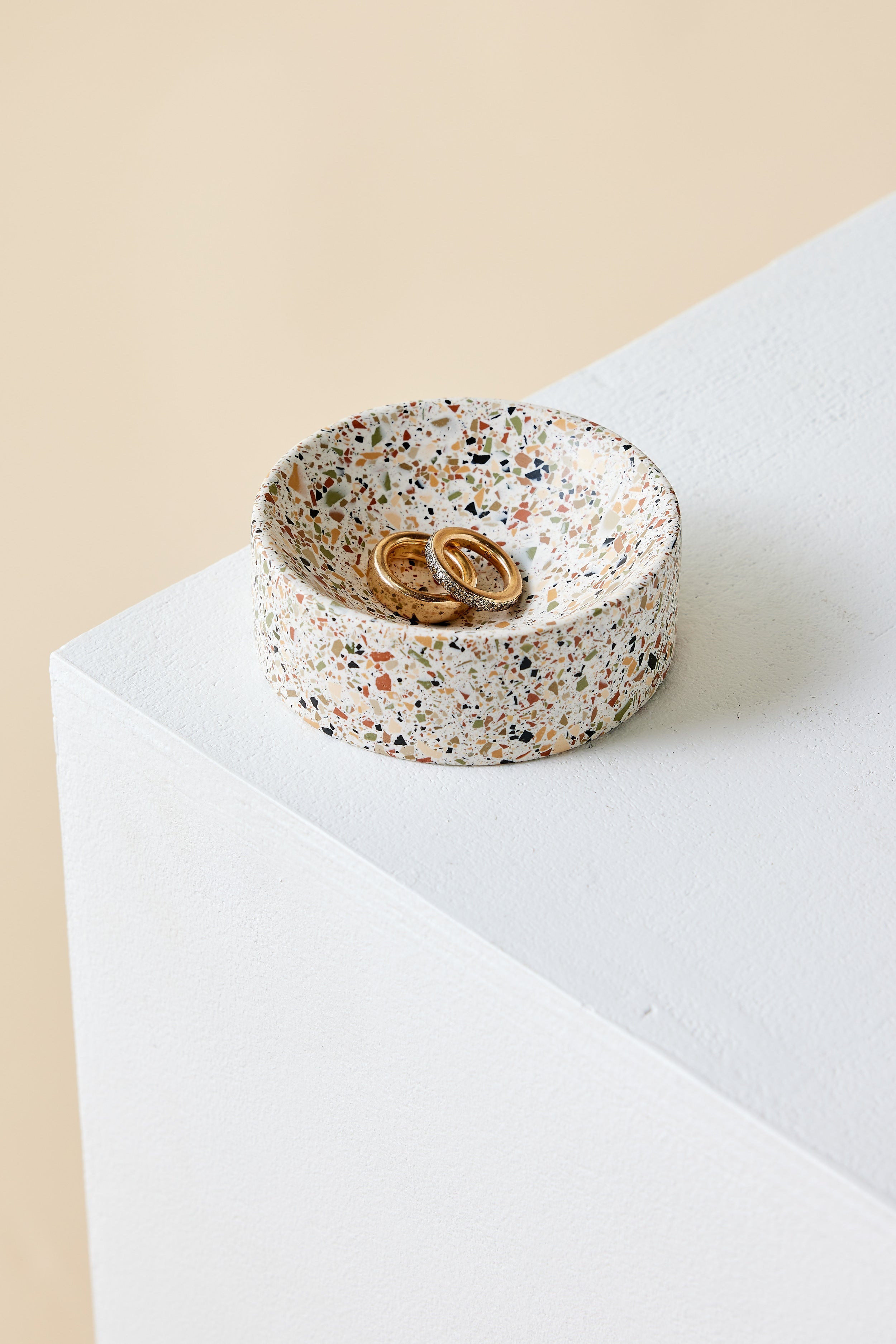 Close-up detail showing quality craftsmanship and materials - Neutral Terrazzo Trinket Bowl
