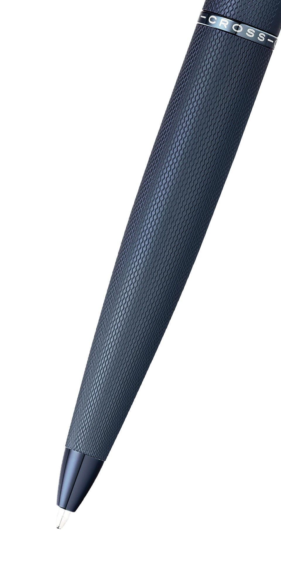 Close-up detail showing quality craftsmanship and materials - A.T. Cross ATX Sandblasted Dark Blue Ballpoint Pen - Comfort