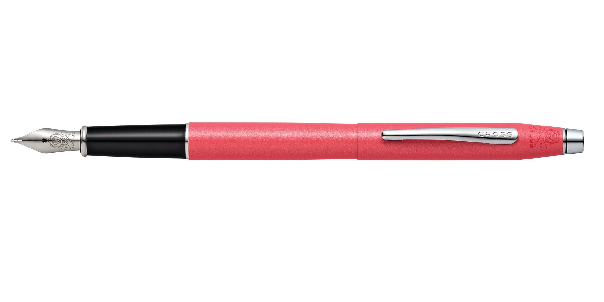 Lifestyle photo showing A.T. Cross Classic Century Coral Pearlescent Lacquer Fine Nib Fou in use - A.T. Cross