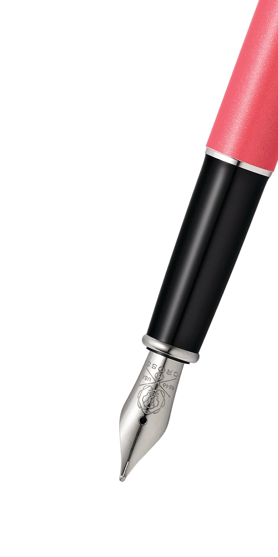Close-up detail showing quality craftsmanship and materials - A.T. Cross Classic Century Coral Pearlescent Lacquer Fine Ni