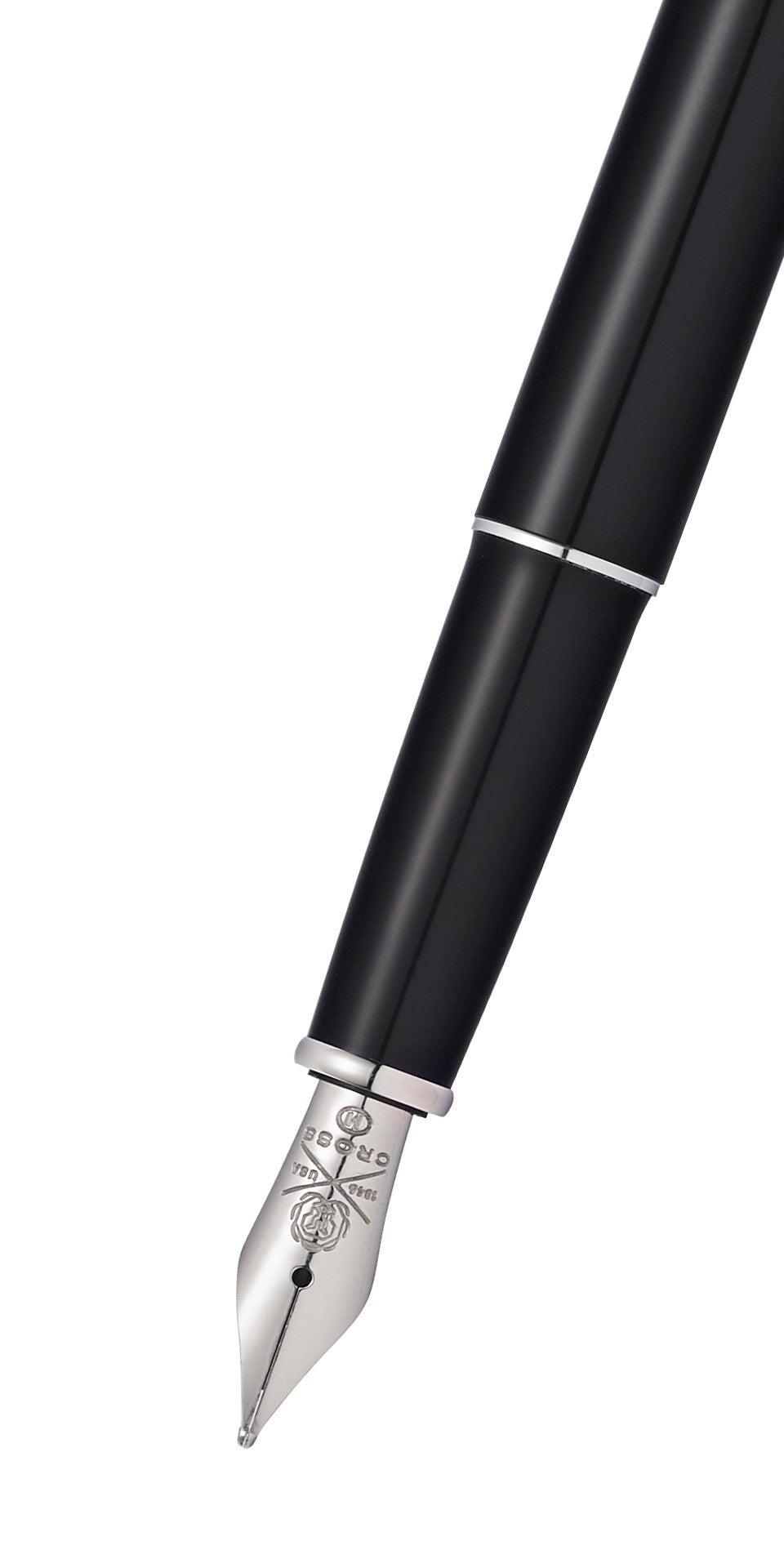 Close-up detail showing quality craftsmanship and materials - A.T. Cross Classic Century Black Lacquer Medium Nib Fountain
