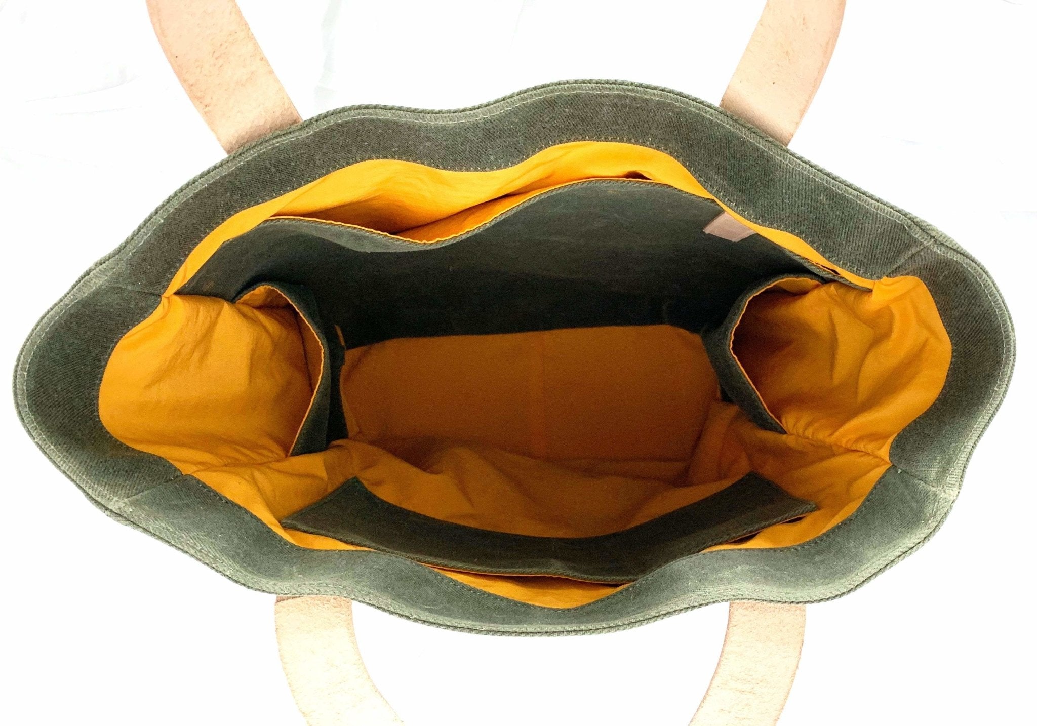Close-up detail showing quality craftsmanship and materials - Olive Wax Canvas Tote Bag - The Wild One