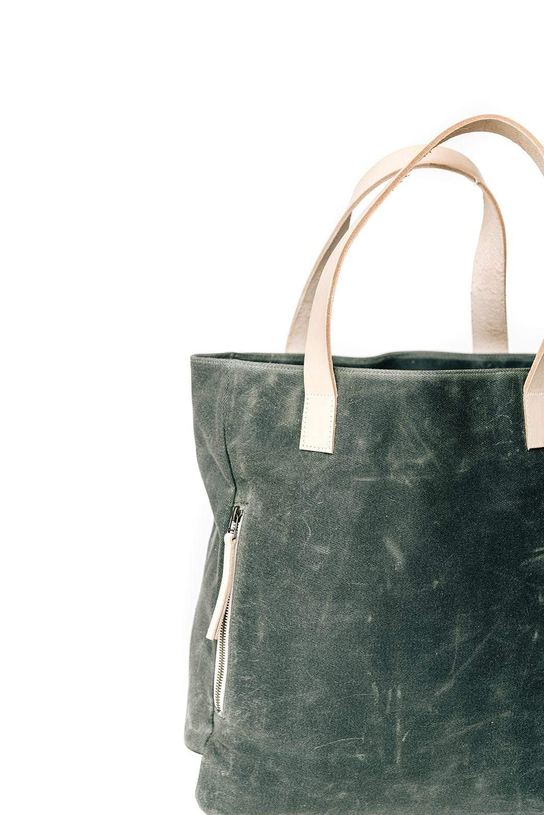 Product view 5 - Olive Wax Canvas Tote Bag - The Wild One - notebooks & honey