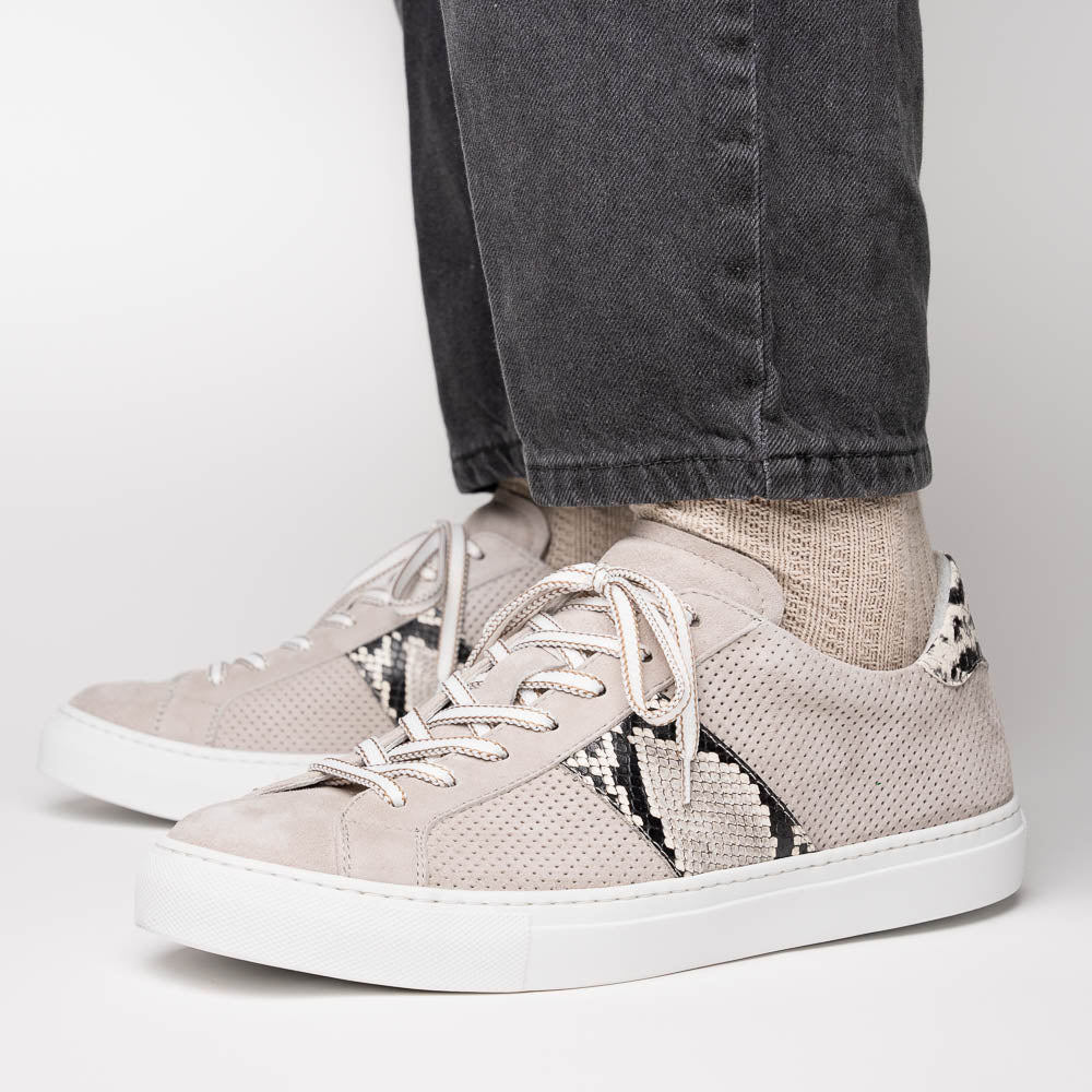 Product view 6 - 66-100-GRY OLYMPIAS Genuine Python and Italian Sueded Goatskin, Grey - Zelli Italia