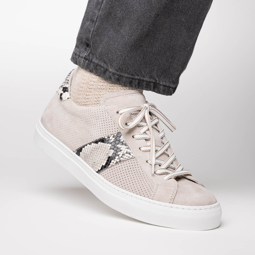 Product view 7 - 66-100-GRY OLYMPIAS Genuine Python and Italian Sueded Goatskin, Grey - Zelli Italia