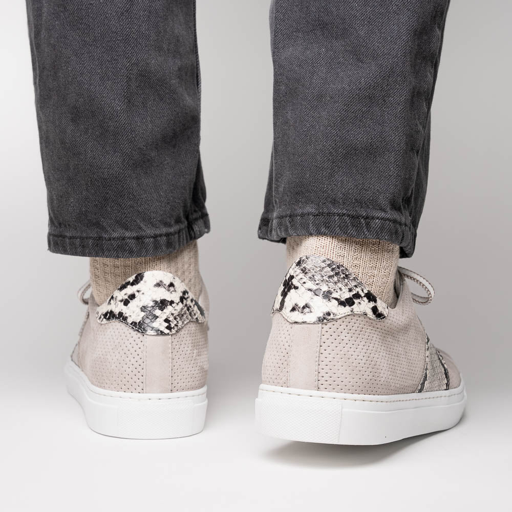 Product view 8 - 66-100-GRY OLYMPIAS Genuine Python and Italian Sueded Goatskin, Grey - Zelli Italia