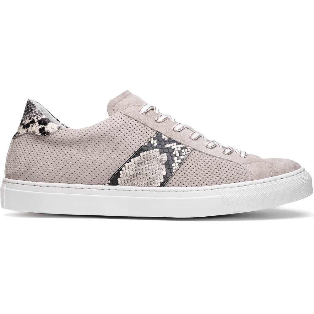 66-100-GRY OLYMPIAS Genuine Python and Italian Sueded Goatskin, Grey - premium quality - Zelli Italia