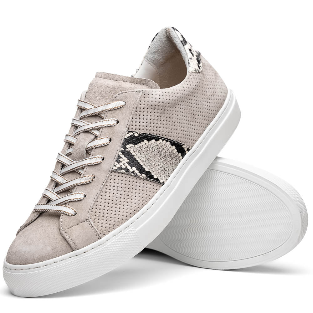 Close-up detail showing quality craftsmanship and materials - 66-100-GRY OLYMPIAS Genuine Python and Italian Sueded Goatsk