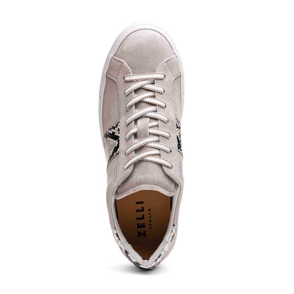 Product view 4 - 66-100-GRY OLYMPIAS Genuine Python and Italian Sueded Goatskin, Grey - Zelli Italia