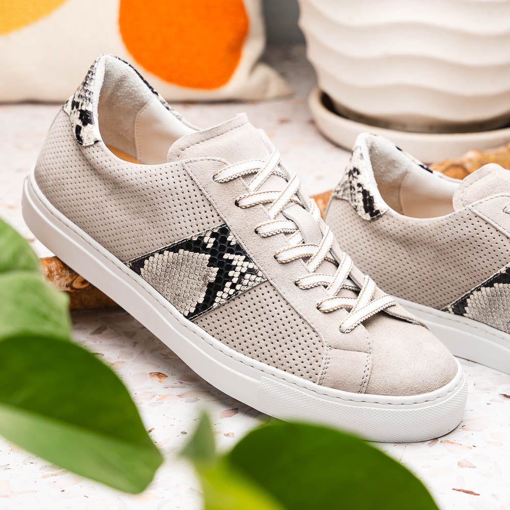 Product view 9 - 66-100-GRY OLYMPIAS Genuine Python and Italian Sueded Goatskin, Grey - Zelli Italia
