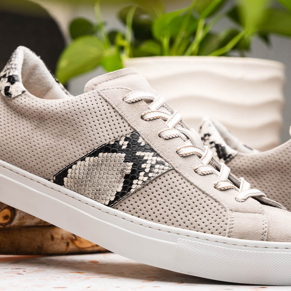 Product view 10 - 66-100-GRY OLYMPIAS Genuine Python and Italian Sueded Goatskin, Grey - Zelli Italia