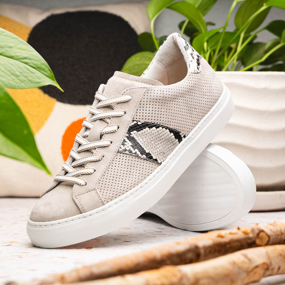 Product view 11 - 66-100-GRY OLYMPIAS Genuine Python and Italian Sueded Goatskin, Grey - Zelli Italia