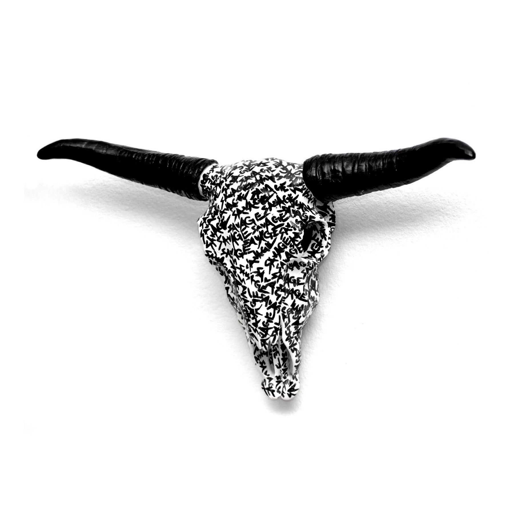 Lifestyle photo showing OVERSIZED SAVAGE GRAFFITI BULL SKULL in use - House of Savage