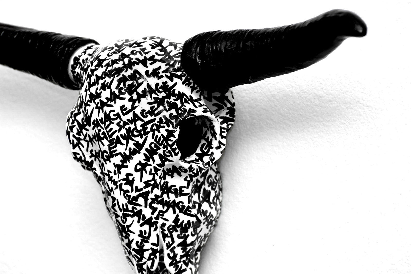Close-up detail showing quality craftsmanship and materials - OVERSIZED SAVAGE GRAFFITI BULL SKULL