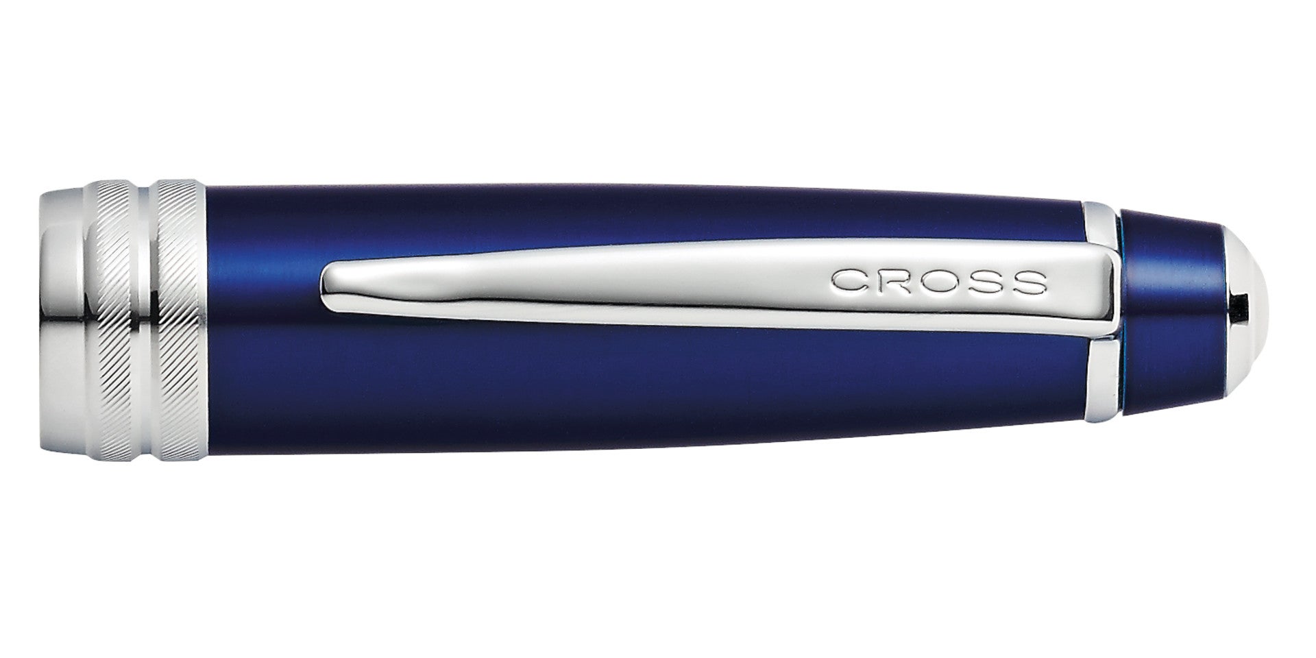 Lifestyle photo showing A.T. Cross Bailey Blue Lacquer Stainless Steel Medium Nib Fountai in use - A.T. Cross