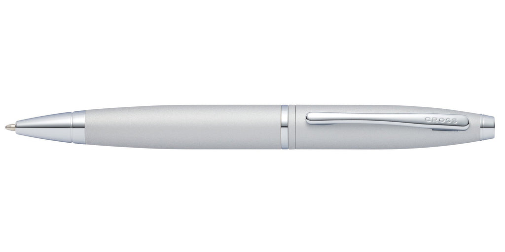 Lifestyle photo showing A.T. Cross Calais Satin Chrome Ballpoint Pen - Comfortable Profes in use - A.T. Cross