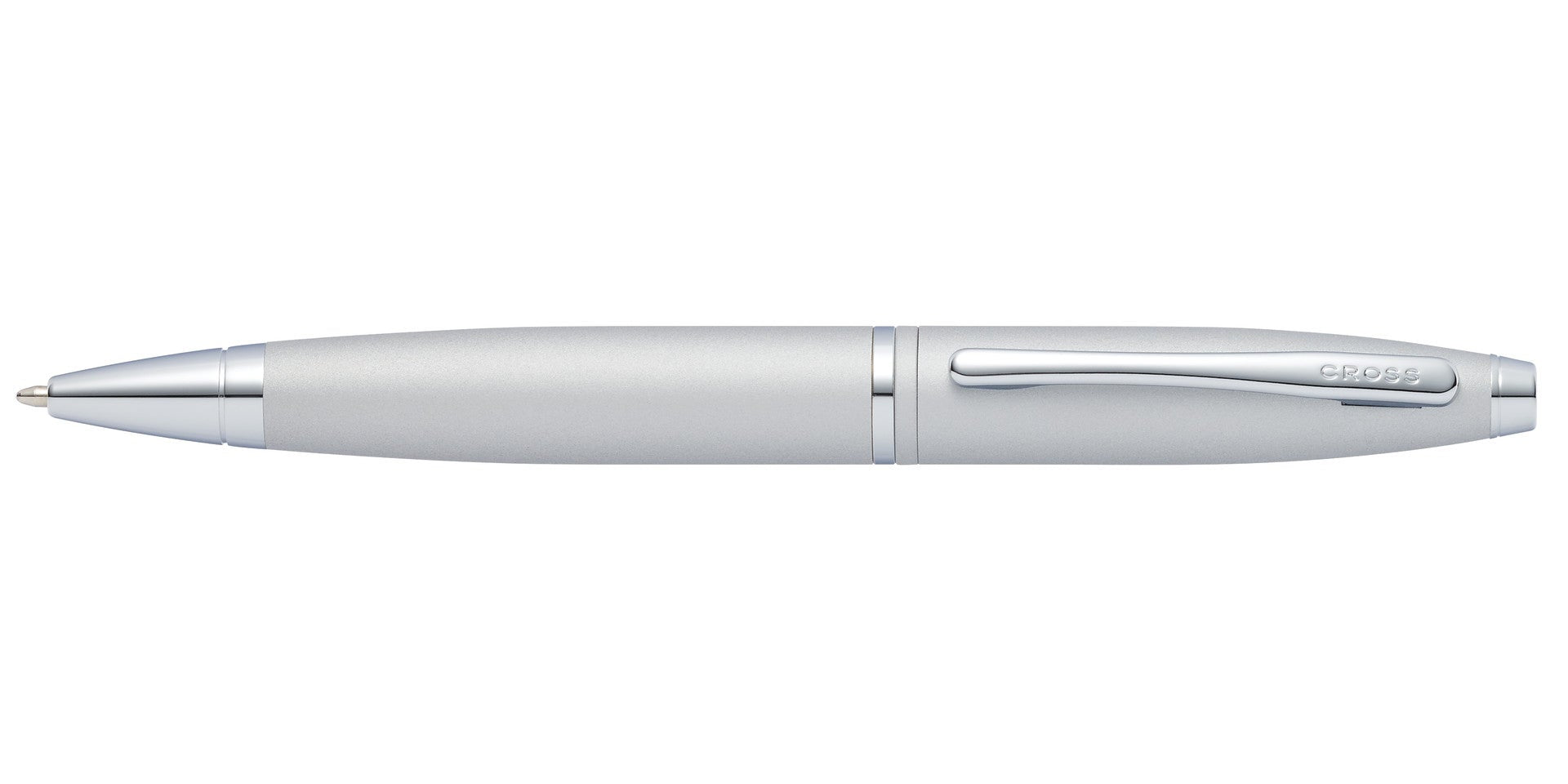 Lifestyle photo showing A.T. Cross Calais Satin Chrome Ballpoint Pen - Comfortable Profes in use - A.T. Cross