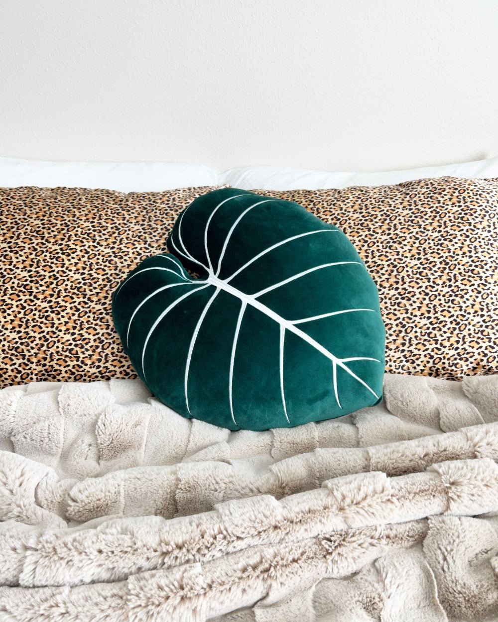 Close-up detail showing quality craftsmanship and materials - Philodendron Gloriosum Pillow - Forest Green