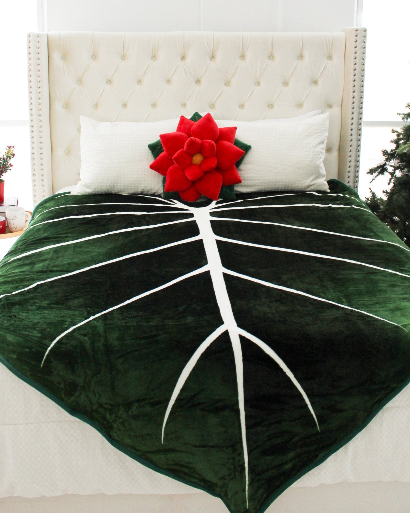 Product view 4 - Poinsettia Pillow - Christmas Red - Green Philosophy Co.