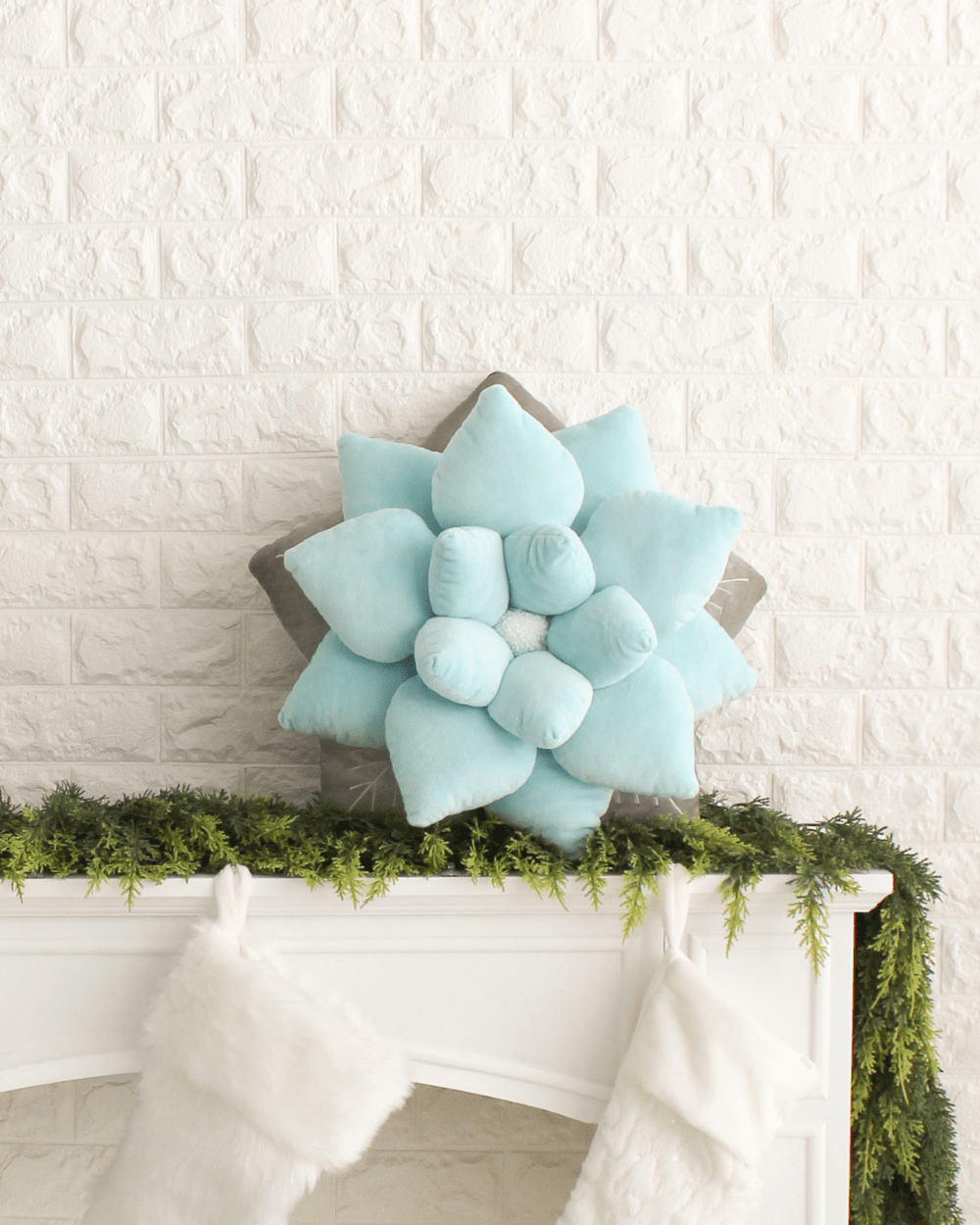 Product view 4 - Poinsettia Pillow - Frost Blue - Green Philosophy Co.