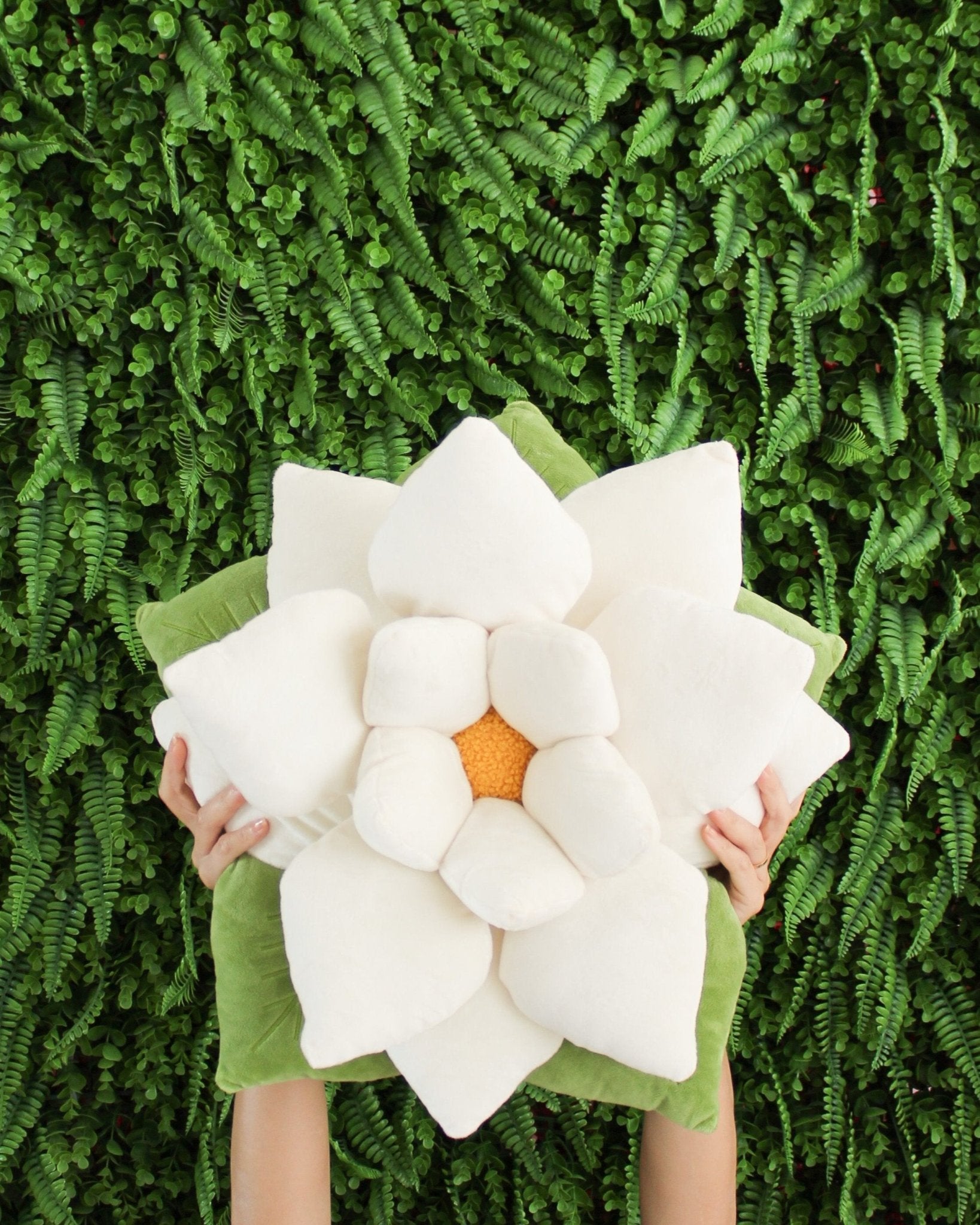 Close-up detail showing quality craftsmanship and materials - Poinsettia Pillow - Marshmallow White