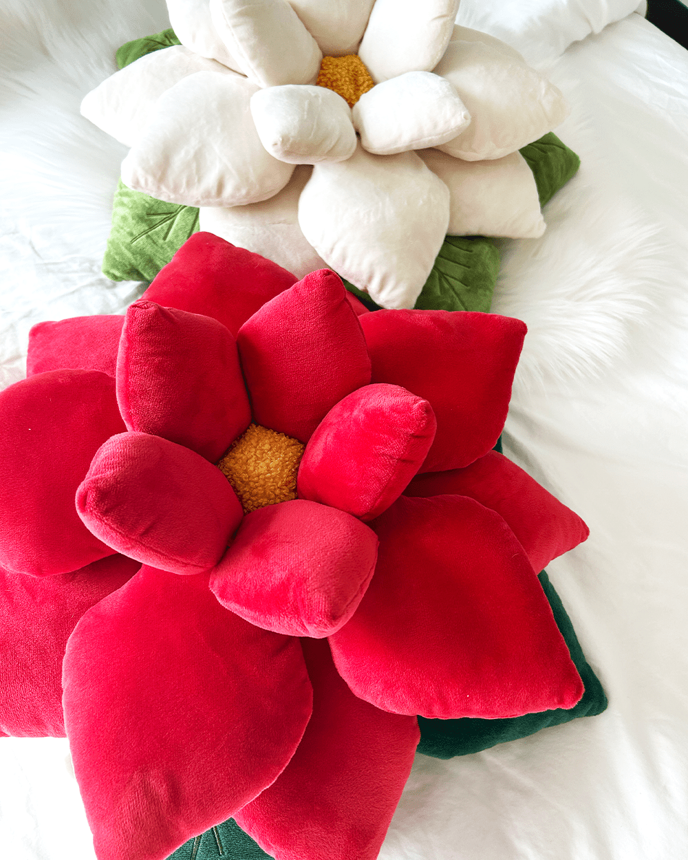 Product view 5 - Poinsettia Pillow - Marshmallow White - Green Philosophy Co.