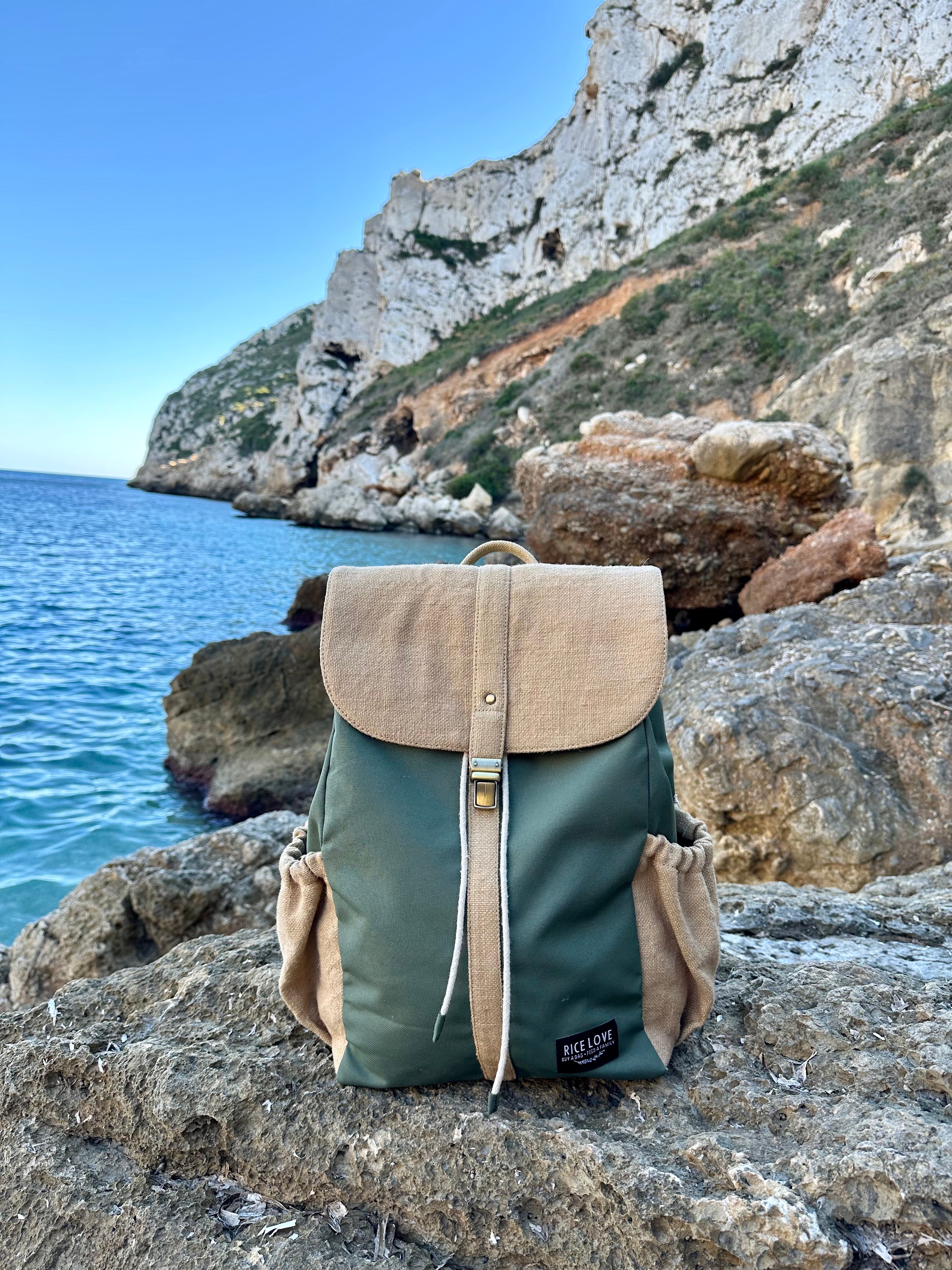 Close-up detail showing quality craftsmanship and materials - Prithi Pack Backpack: Made from Recycled Plastic