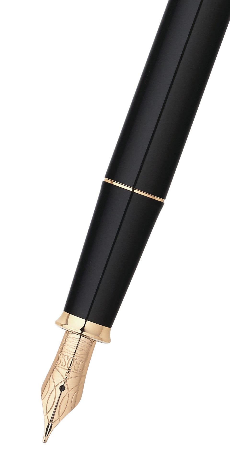Close-up detail showing quality craftsmanship and materials - A.T. Cross Townsend Black Lacquer with 23KT Gold-Plated Appo