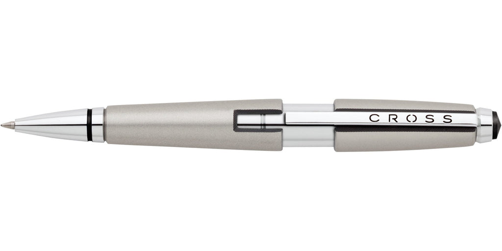 Lifestyle photo showing A.T. Cross Edge Sonic Titanium Gel Rollerball Pen - Natural Left- in use - A.T. Cross