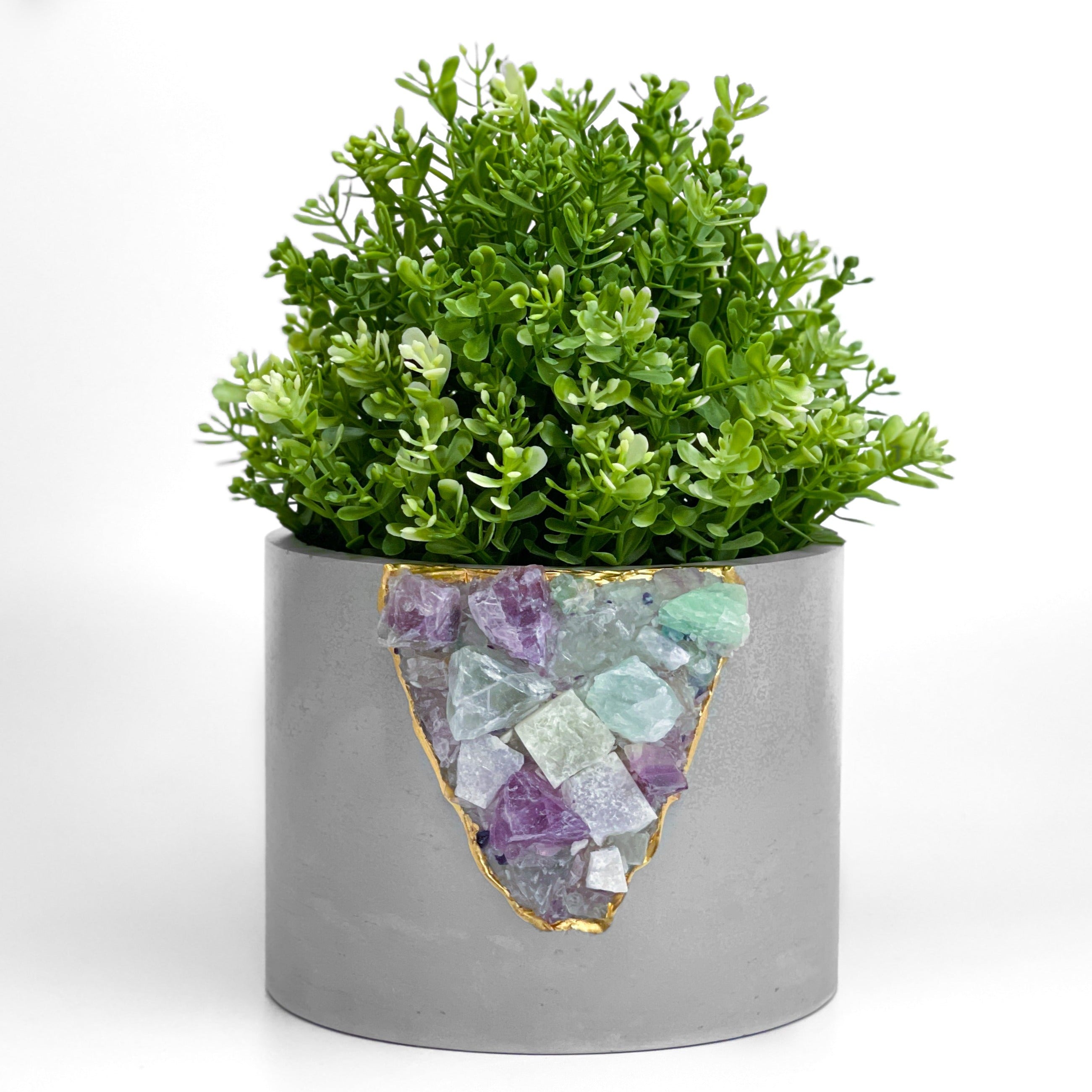 6" FLUORITE GEODE PLANTER - premium quality - AURA 8 HOME