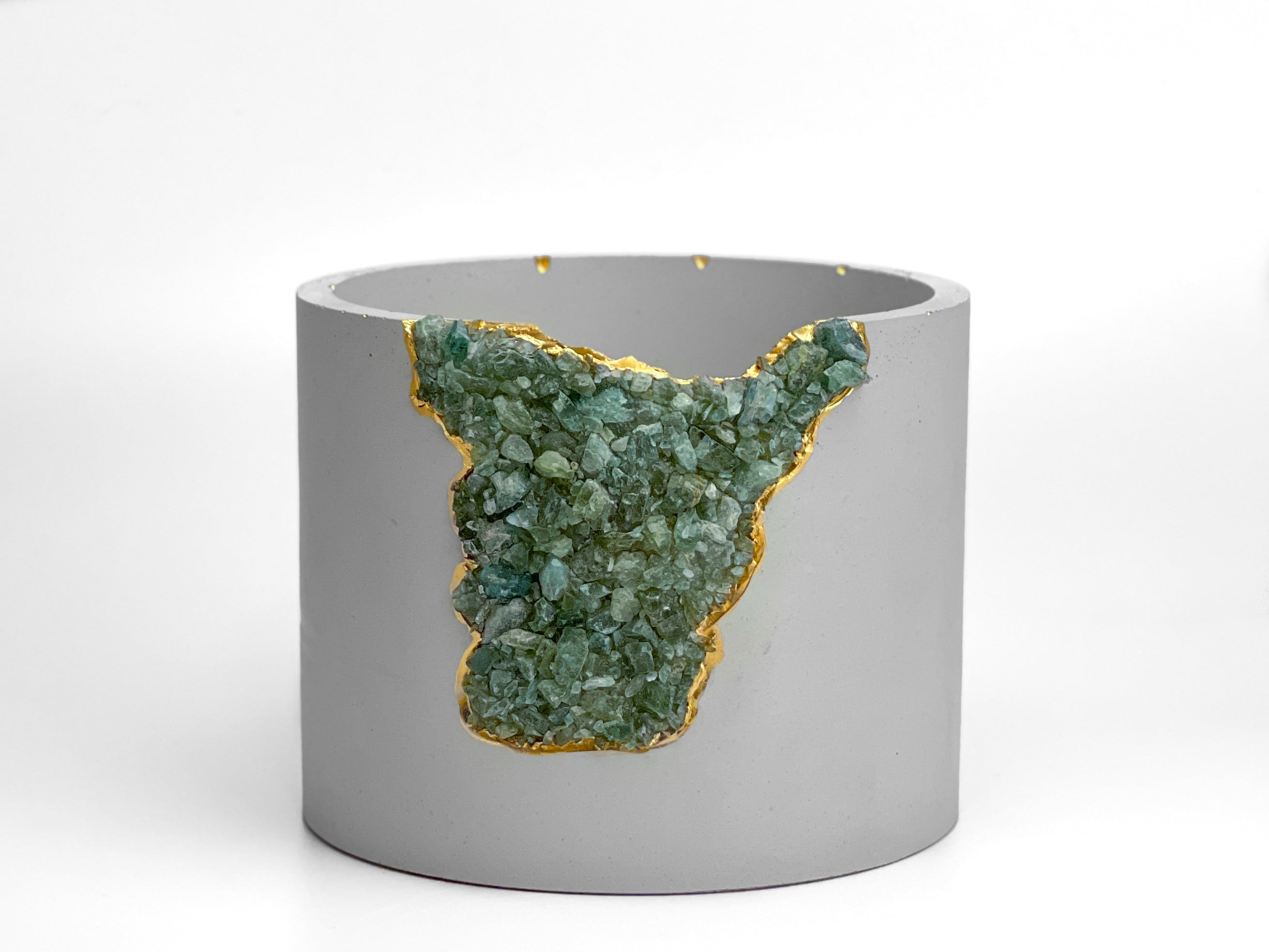 Close-up detail showing quality craftsmanship and materials - 6" GREEN APATITE PLANTER