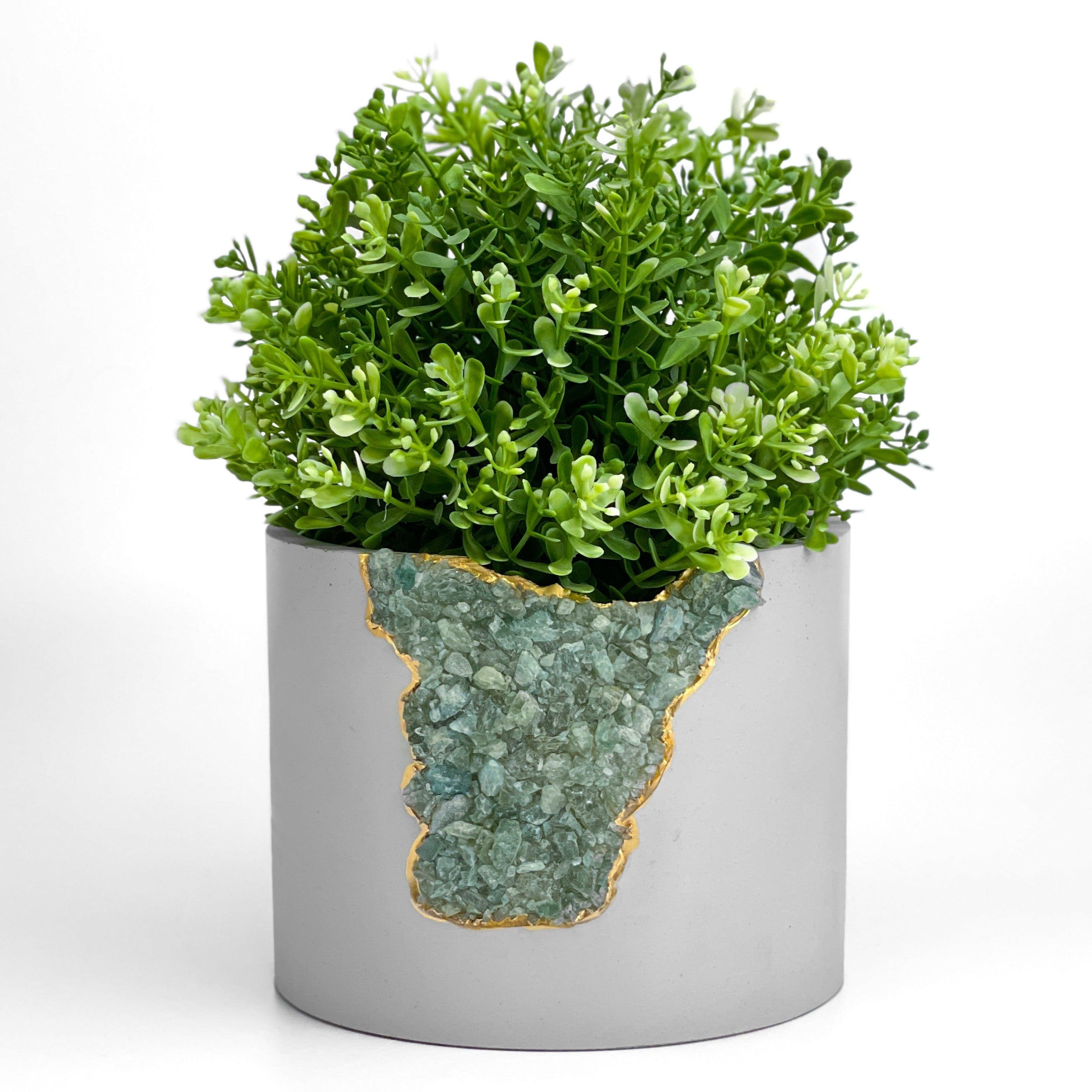 6" GREEN APATITE PLANTER - premium quality - AURA 8 HOME
