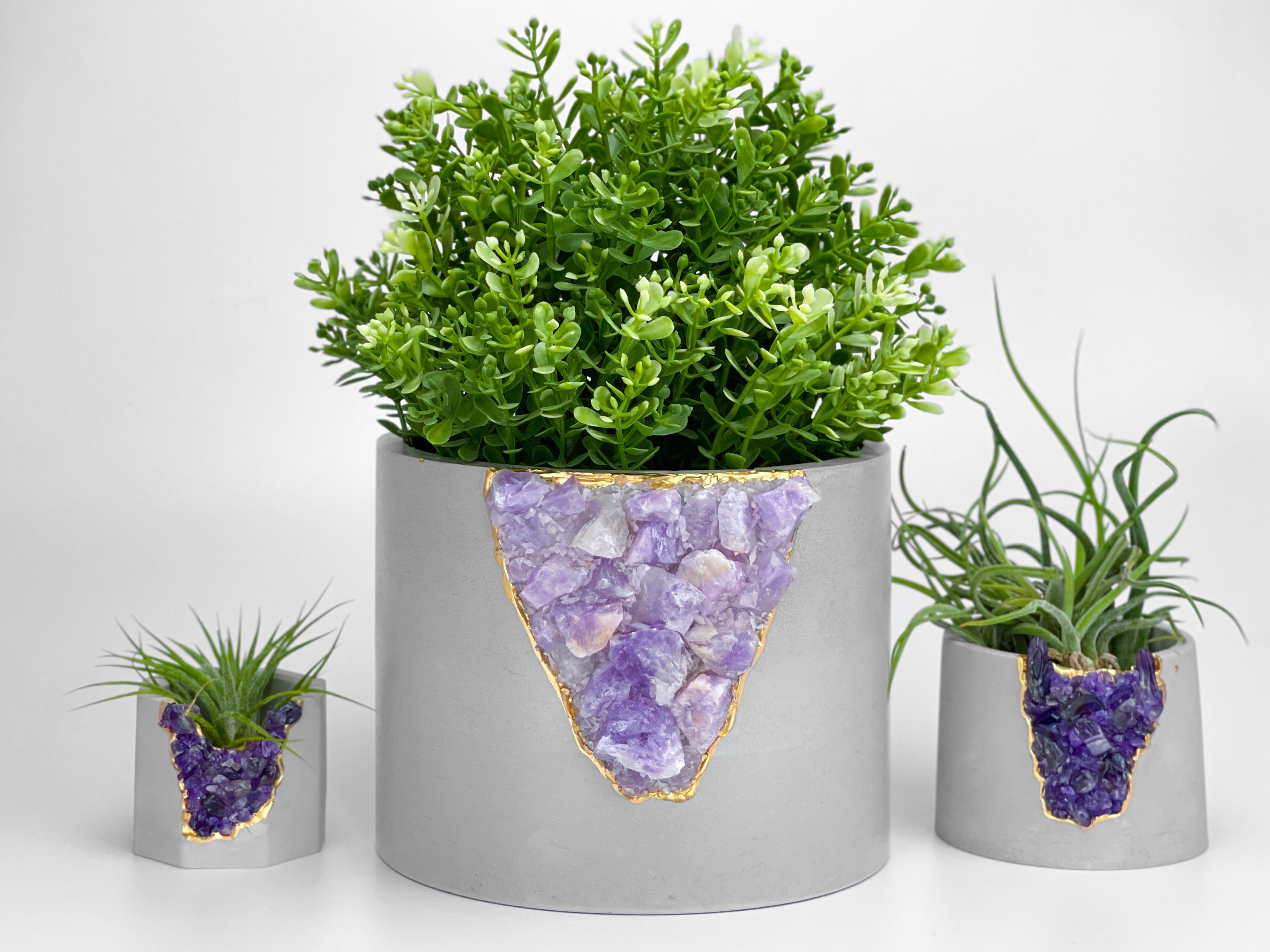 Close-up detail showing quality craftsmanship and materials - 6" AMETHYST PLANTER
