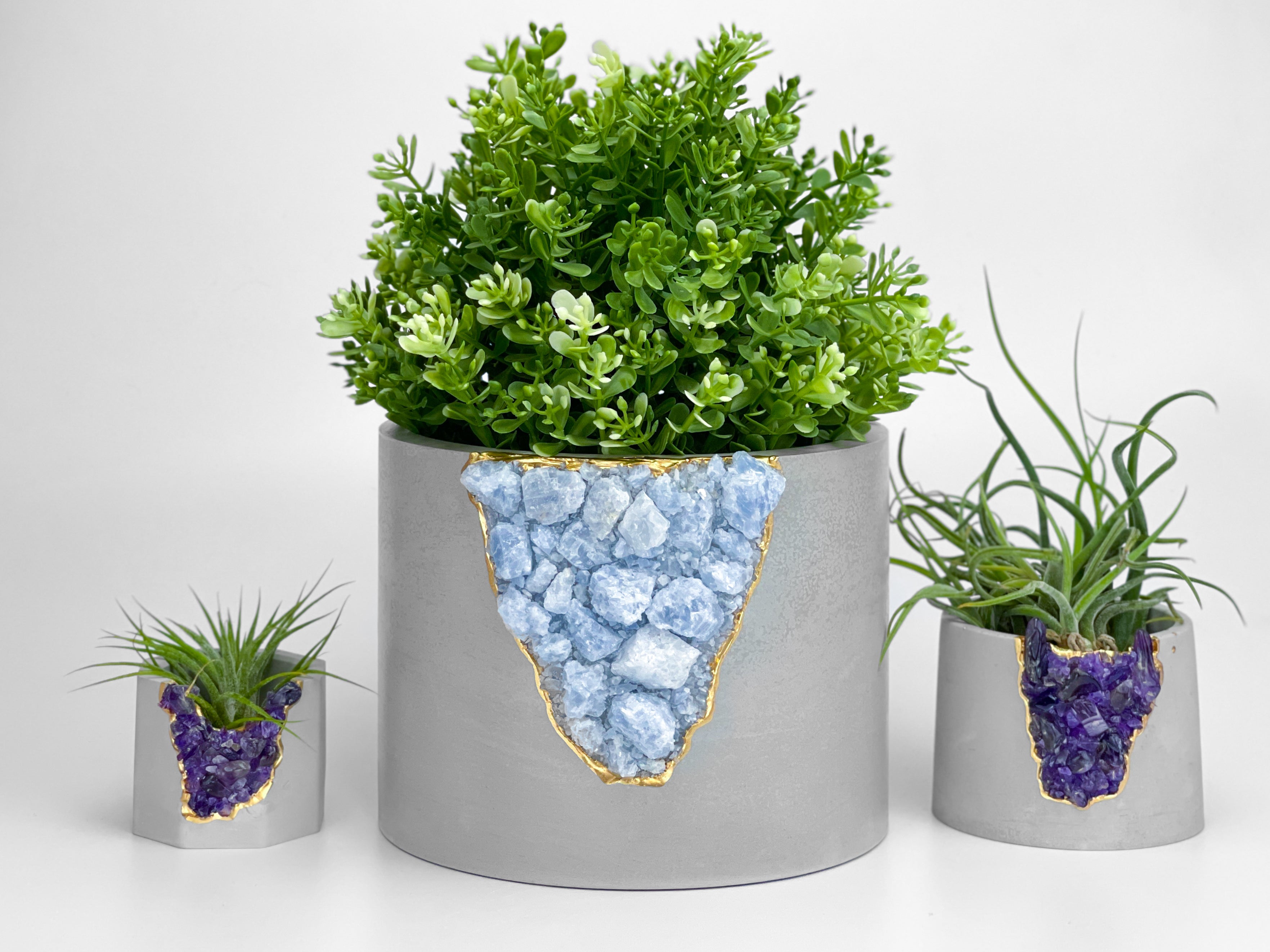 Close-up detail showing quality craftsmanship and materials - 6" BLUE CALCITE PLANTER