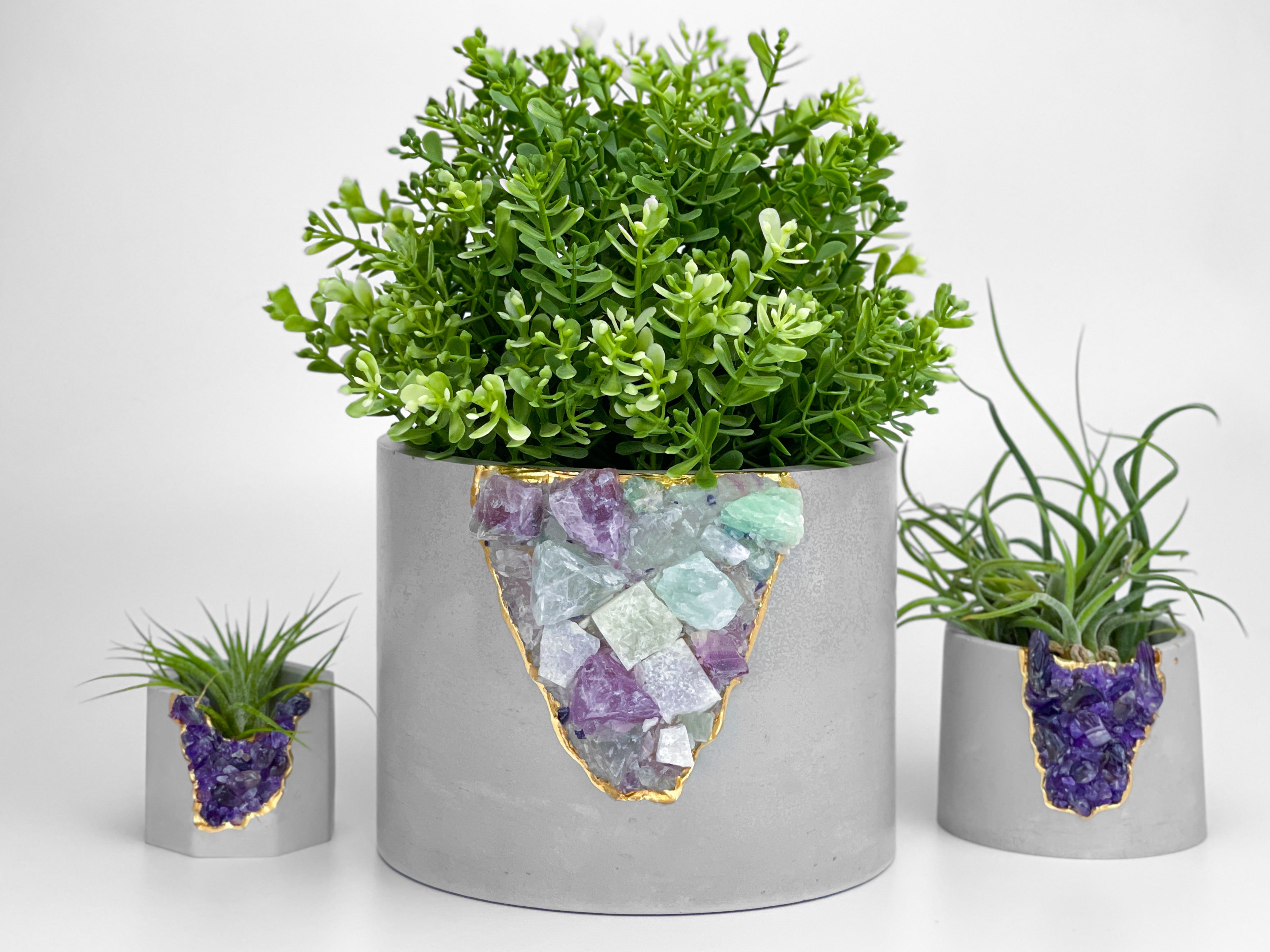 Close-up detail showing quality craftsmanship and materials - 6" FLUORITE GEODE PLANTER