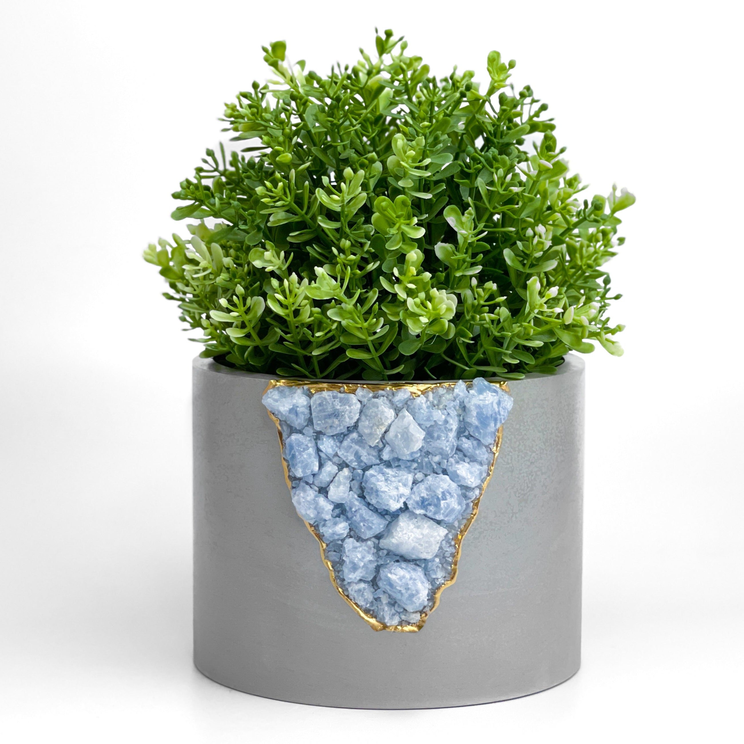 6" BLUE CALCITE PLANTER - premium quality - AURA 8 HOME