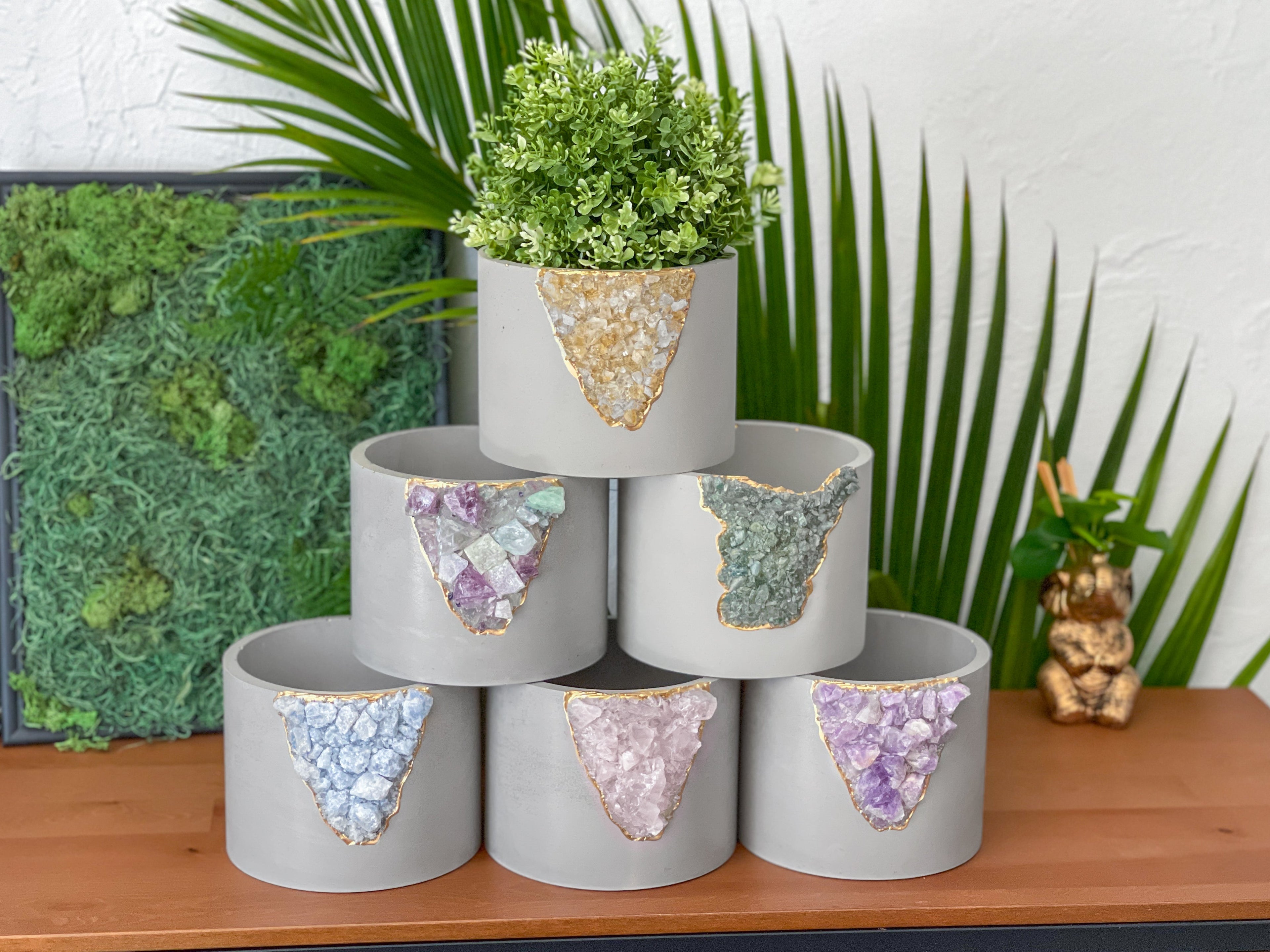 Product view 5 - 6" GREEN APATITE PLANTER - AURA 8 HOME