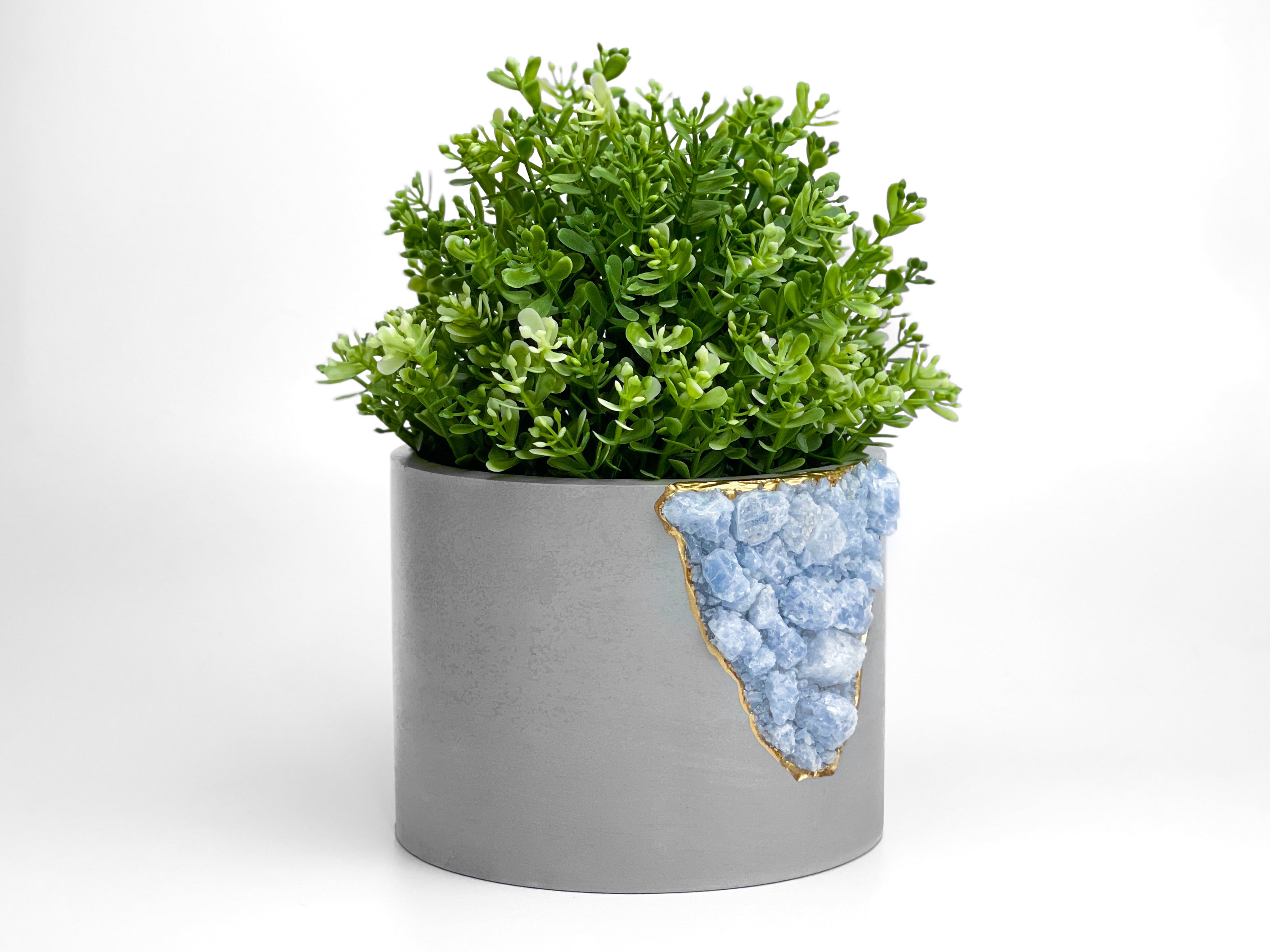 Product view 4 - 6" BLUE CALCITE PLANTER - AURA 8 HOME