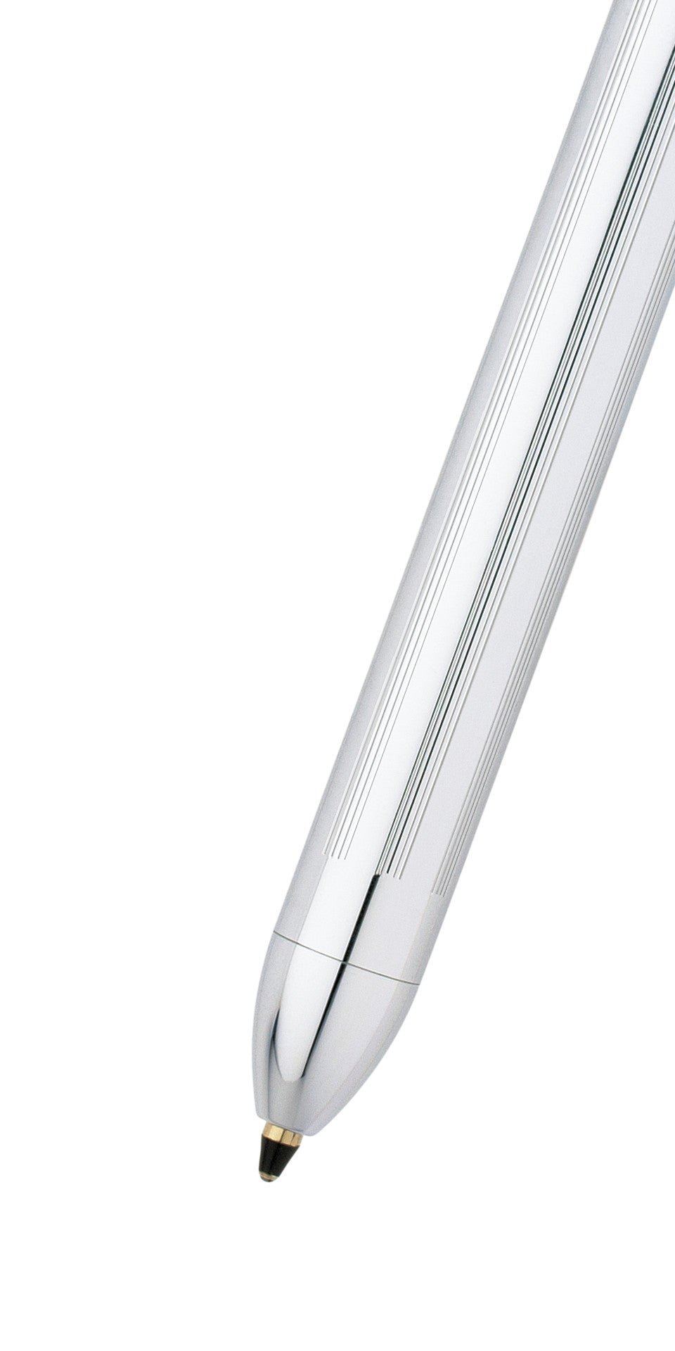 Close-up detail showing quality craftsmanship and materials - A.T. Cross Tech3+ Lustrous Chrome Multifunction Pen - Natura