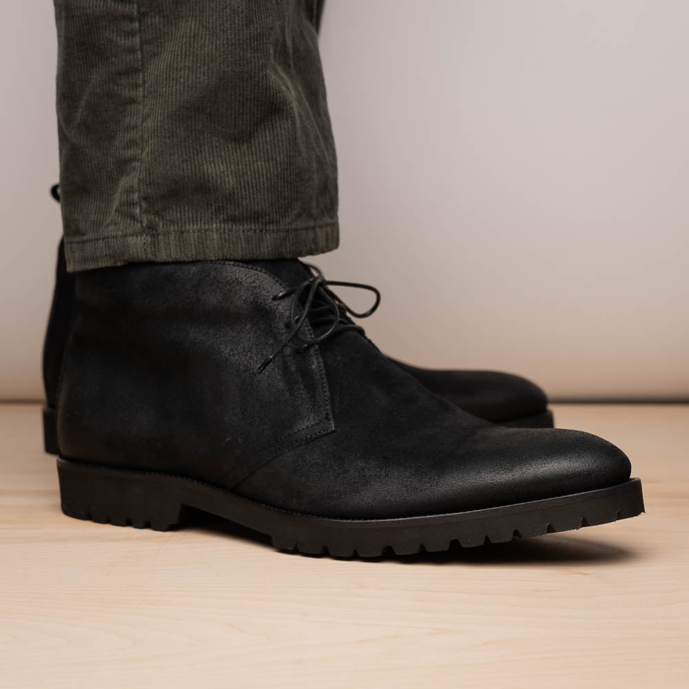 Product view 10 - 46-602-BLK REZZA Suede Calfskin Chukka Boot Black - Zelli Italia