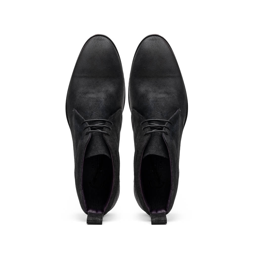 Product view 4 - 46-602-BLK REZZA Suede Calfskin Chukka Boot Black - Zelli Italia
