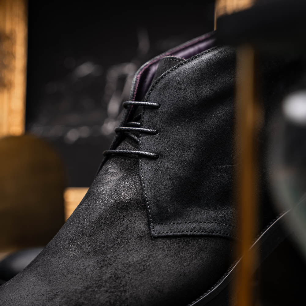 Product view 7 - 46-602-BLK REZZA Suede Calfskin Chukka Boot Black - Zelli Italia