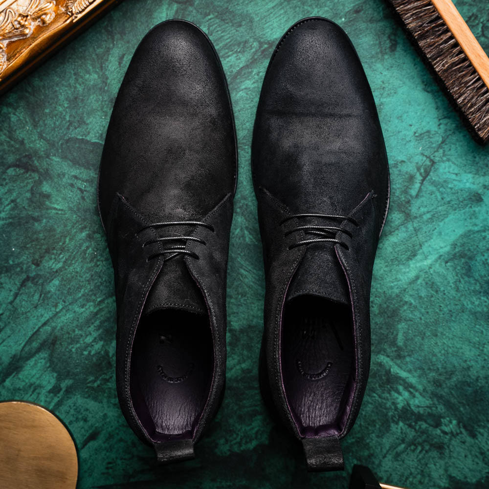 Product view 9 - 46-602-BLK REZZA Suede Calfskin Chukka Boot Black - Zelli Italia